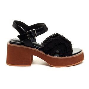 NWOT Rocket Dog Emily Black and Brown Platform Heel Sandals